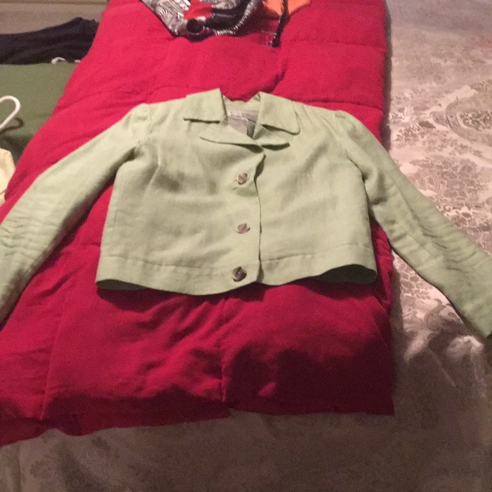 Green linen jacket